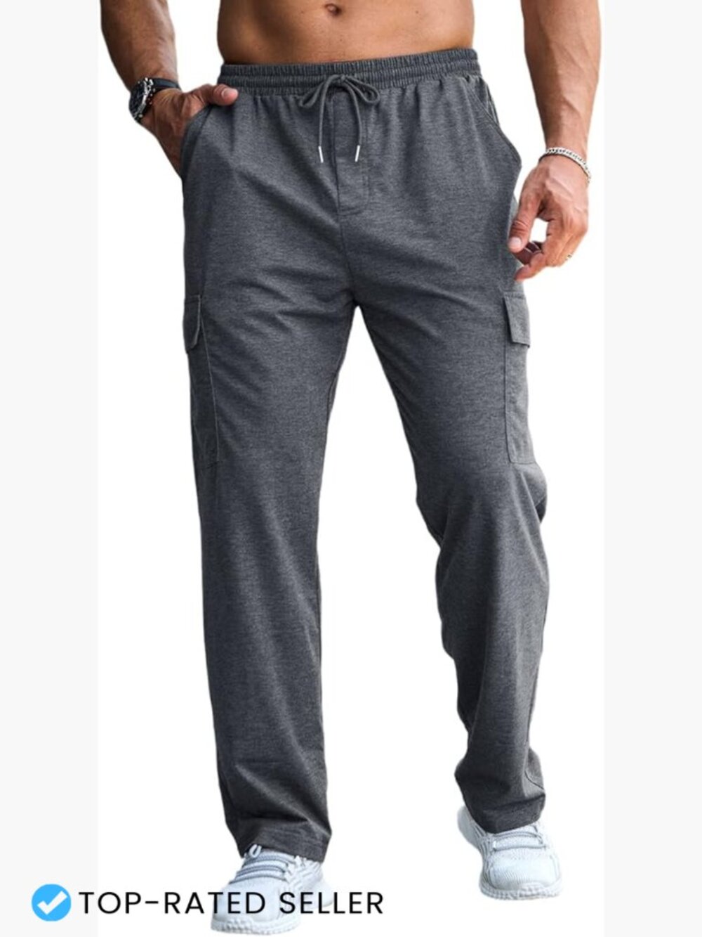 Baggy Sweatpants Lightweight Workout Cargo Pants Open Bottom Joggers with